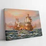 Soyut Tekne Ve Dalgalı Deniz Manzara | Kanvas Tablo | Cam Tablo | Mdf Tablo | B08042