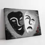 Siyah Ve Beyaz Maske | Kanvas Tablo | Cam Tablo | Mdf Tablo | B09005