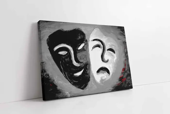 Siyah Ve Beyaz Maske | Kanvas Tablo | Cam Tablo | Mdf Tablo | B09005 - Görsel 1