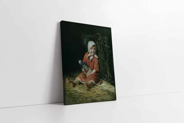Oturan Kız Çocuğu | Kanvas Tablo | Cam Tablo | Mdf Tablo | B09011 - Görsel 1