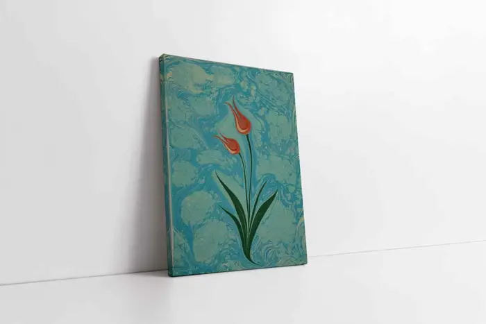 Laleler Ebru | Kanvas Tablo | Cam Tablo | Mdf Tablo | B10092 - Görsel 1