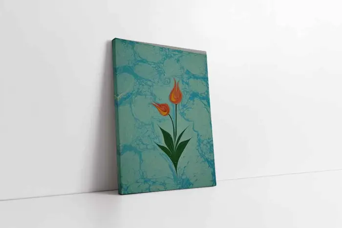 Laleler Ebru | Kanvas Tablo | Cam Tablo | Mdf Tablo | B10093 - Görsel 1