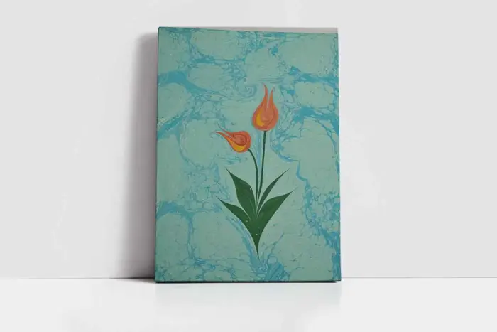 Laleler Ebru | Kanvas Tablo | Cam Tablo | Mdf Tablo | B10093 - Görsel 2