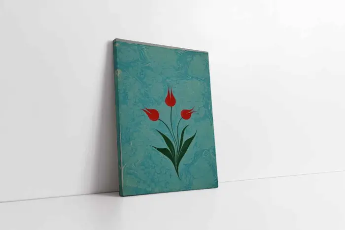 Laleler Ebru | Kanvas Tablo | Cam Tablo | Mdf Tablo | B10095 - Görsel 1