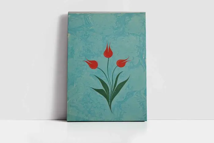Laleler Ebru | Kanvas Tablo | Cam Tablo | Mdf Tablo | B10095 - Görsel 2