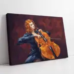 Çello Çalan Kadın | Kanvas Tablo | Cam Tablo | Mdf Tablo | B11001