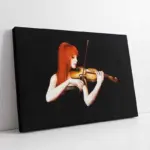 Kızıl Saçlı Keman Çalan Kadın | Kanvas Tablo | Cam Tablo | Mdf Tablo | B11003