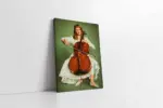 Çello Çalan Beyaz Giymiş Kadın | Kanvas Tablo | Cam Tablo | Mdf Tablo | B11005