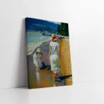 Plajda Kızı İle Olan Kadın | Kanvas Tablo | Cam Tablo | Mdf Tablo | B13032