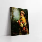 Çiçek Toplamış Kadın | Kanvas Tablo | Cam Tablo | Mdf Tablo | B13063