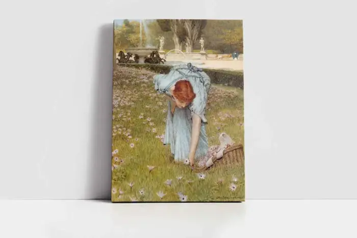 Çiçek Toplayan Kız | Kanvas Tablo | Cam Tablo | Mdf Tablo | B13159 - Görsel 2