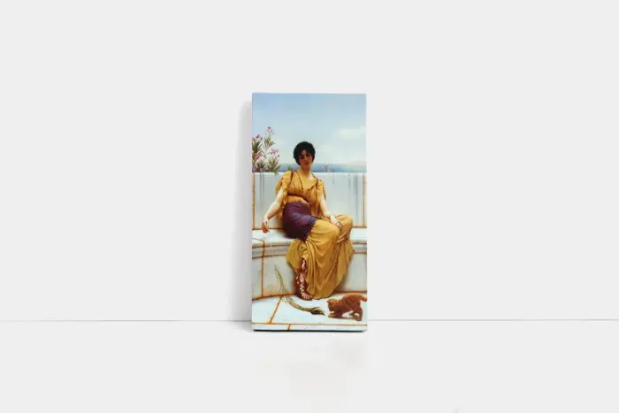Kediyle Oynayan Kadın Jw Godward | Kanvas Tablo | Cam Tablo | Mdf Tablo | B13167 - Görsel 1