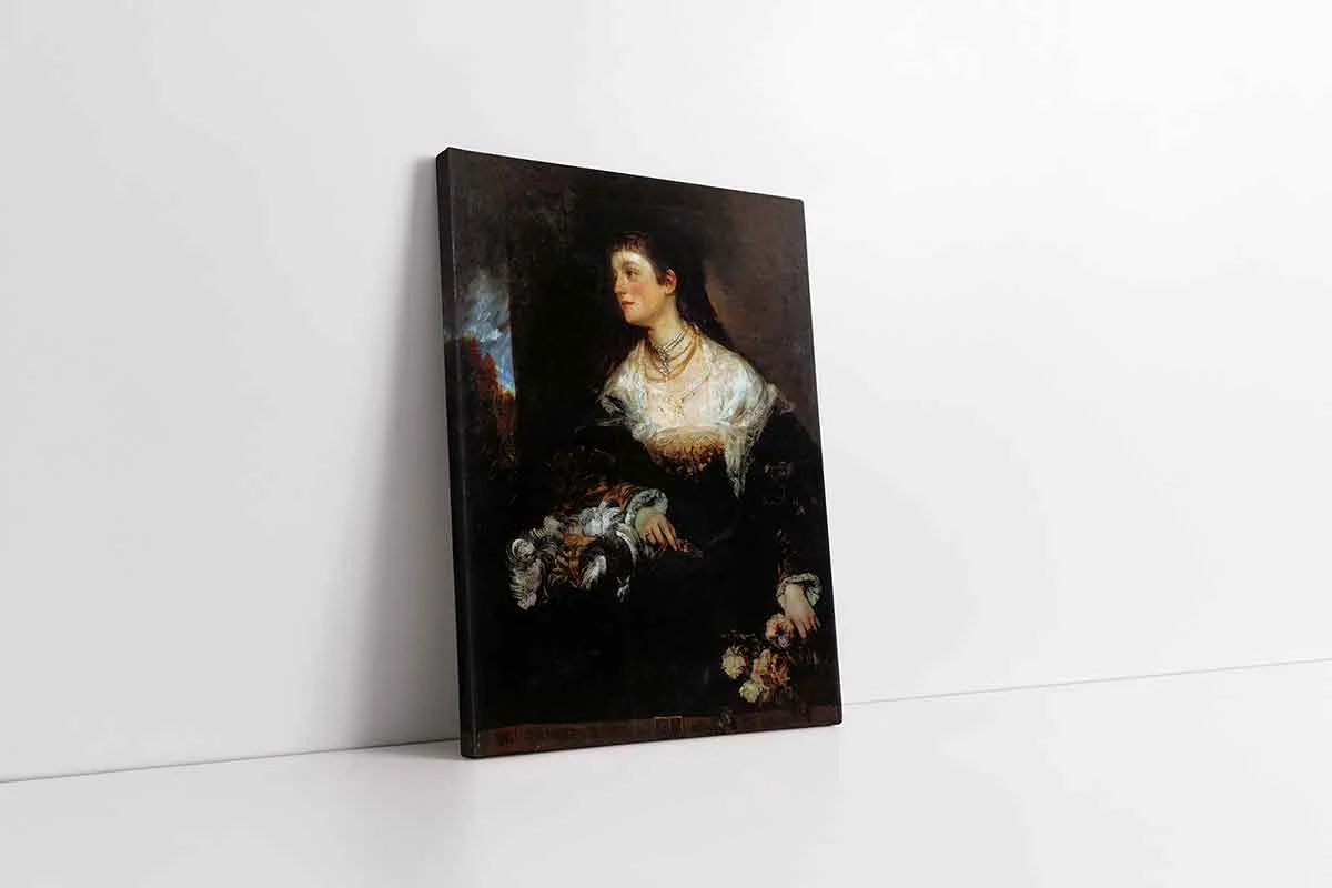 KB13267-10 Çiçek Tutan Kadın | Kanvas Tablo | Cam Tablo | Mdf Tablo | B13267 - Görsel 1