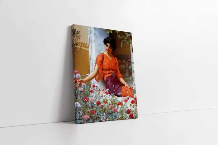 Çiçek Toplayan Kız | Kanvas Tablo | Cam Tablo | Mdf Tablo | B13329 - Görsel 1