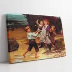 Çocuklar Ve Yengeç | Kanvas Tablo | Cam Tablo | Mdf Tablo | B13352