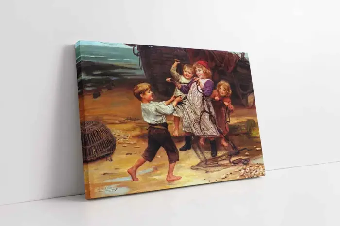 Çocuklar Ve Yengeç | Kanvas Tablo | Cam Tablo | Mdf Tablo | B13352 - Görsel 1