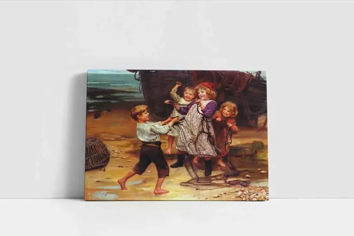 Çocuklar Ve Yengeç | Kanvas Tablo | Cam Tablo | Mdf Tablo | B13352 - Görsel 2