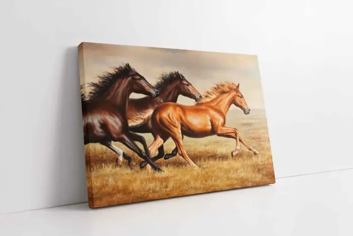 Koşan Üçlü At | Kanvas Tablo | Cam Tablo | Mdf Tablo | B15002 - Görsel 1
