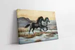 Koşan İkili Gri At | Kanvas Tablo | Cam Tablo | Mdf Tablo | B15015