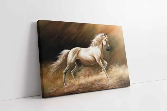 Koşan Beyaz At | Kanvas Tablo | Cam Tablo | Mdf Tablo | B15016 - Görsel 1