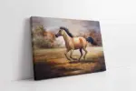 Doğada Koşan Siyah Yeleli At | Kanvas Tablo | Cam Tablo | Mdf Tablo | B15022