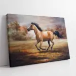 Doğada Koşan Siyah Yeleli At | Kanvas Tablo | Cam Tablo | Mdf Tablo | B15022