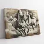 Koşan İkili Beyaz At | Kanvas Tablo | Cam Tablo | Mdf Tablo | B15023