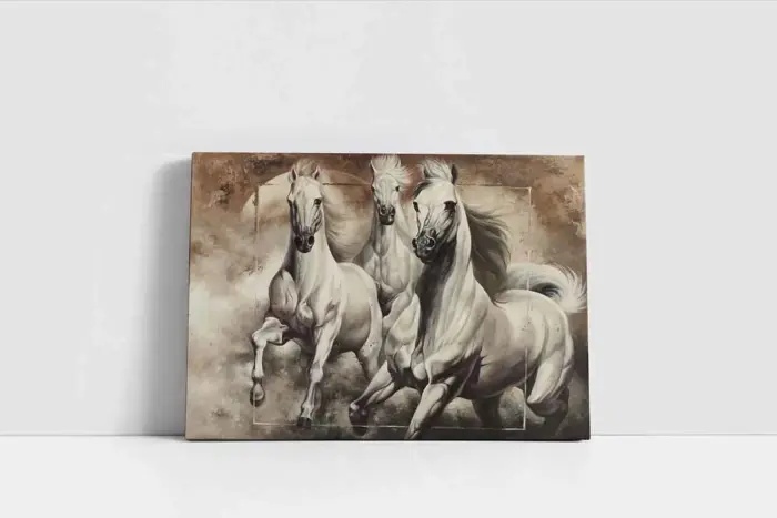 Koşan Beyaz Atlar | Kanvas Tablo | Cam Tablo | Mdf Tablo | B15034 - Görsel 2