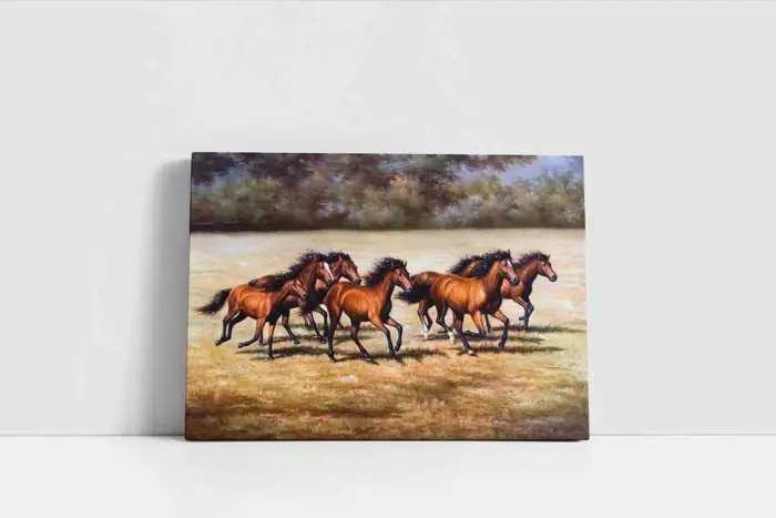 Koşan Bir Grup Kahverengi At | Kanvas Tablo | Cam Tablo | Mdf Tablo | B15036 - Görsel 2