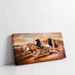 Koşan Bir Grup Kahverengi At | Kanvas Tablo | Cam Tablo | Mdf Tablo | B15038
