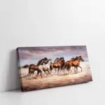 Sahil Kenarında Koşan Atlar | Kanvas Tablo | Cam Tablo | Mdf Tablo | B15039