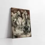 İkili Beyaz At Portre | Kanvas Tablo | Cam Tablo | Mdf Tablo | B15045