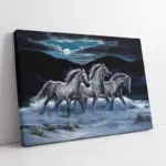 Karda Koşan Beyaz Atlar | Kanvas Tablo | Cam Tablo | Mdf Tablo | B15046