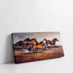 Koşan Kahvrerengi At Sürüsü | Kanvas Tablo | Cam Tablo | Mdf Tablo | B15048
