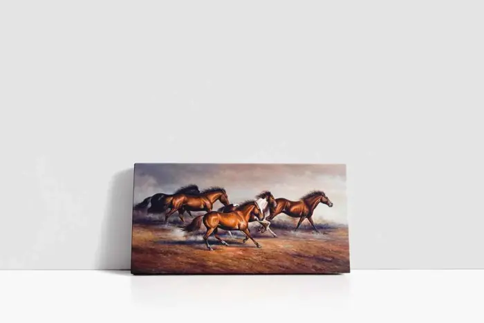 Koşan Kahvrerengi At Sürüsü | Kanvas Tablo | Cam Tablo | Mdf Tablo | B15048 - Görsel 2