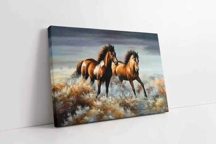 Çiçeklerin Arasından Koşan At | Kanvas Tablo | Cam Tablo | Mdf Tablo | B15055 - Görsel 1