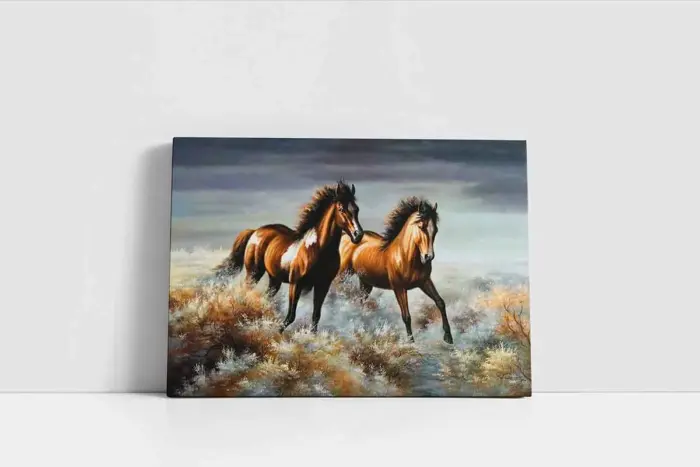 Çiçeklerin Arasından Koşan At | Kanvas Tablo | Cam Tablo | Mdf Tablo | B15055 - Görsel 2