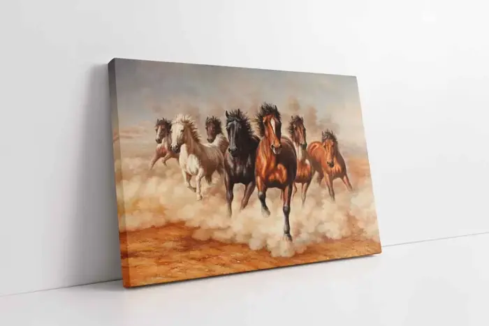 Tozu Dumana Katmış At Sürüsü | Kanvas Tablo | Cam Tablo | Mdf Tablo | B15078 - Görsel 1