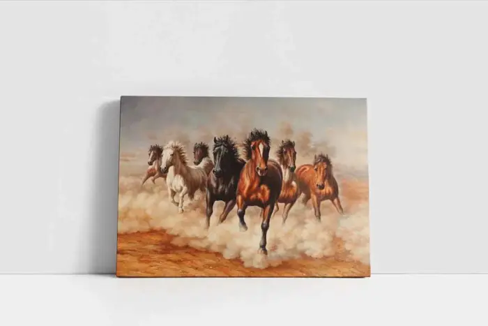 Tozu Dumana Katmış At Sürüsü | Kanvas Tablo | Cam Tablo | Mdf Tablo | B15078 - Görsel 2