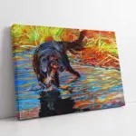 Gölette Dolaşan Köpek | Kanvas Tablo | Cam Tablo | Mdf Tablo | B15108