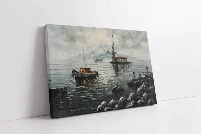 İstanbul Yağmur Yağışlı Kız Kulesi | Kanvas Tablo | Cam Tablo | Mdf Tablo | B16033 - Görsel 1