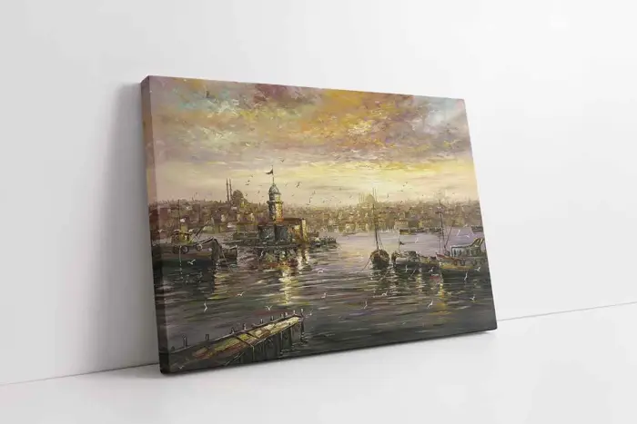 İstanbul Gün Batımı Kız Kulesi | Kanvas Tablo | Cam Tablo | Mdf Tablo | B16077 - Görsel 1