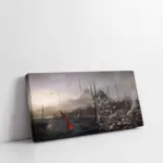 İstanbul Kırmızı Yelkenli Kayıklar | Kanvas Tablo | Cam Tablo | Mdf Tablo | B16100