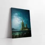 İstanbul Gece Kız Kulesi | Kanvas Tablo | Cam Tablo | Mdf Tablo | B16115