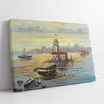 İstanbul Sandallar Ve Kız Kulesi | Kanvas Tablo | Cam Tablo | Mdf Tablo | B16118
