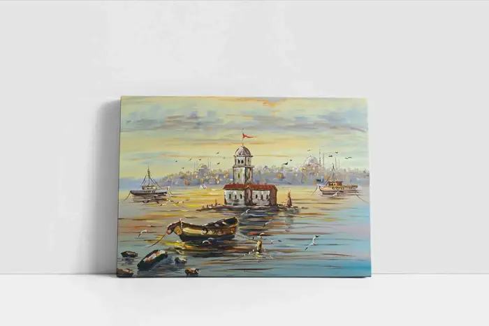 İstanbul Sandallar Ve Kız Kulesi | Kanvas Tablo | Cam Tablo | Mdf Tablo | B16118 - Görsel 2
