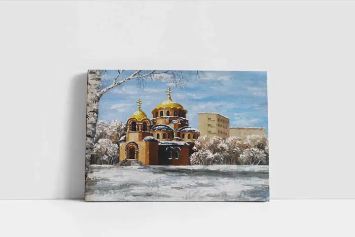 Kubbeli Camii Ve Kar | Kanvas Tablo | Cam Tablo | Mdf Tablo | B17032 - Görsel 2