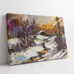 Gün Batımı Ve Kar Yağışı | Kanvas Tablo | Cam Tablo | Mdf Tablo | B17033