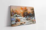 Gün Batımı Ve Kar Altında Kulübe | Kanvas Tablo | Cam Tablo | Mdf Tablo | B17035