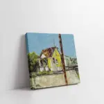 Sarı Soyut Ev | Kanvas Tablo | Cam Tablo | Mdf Tablo | B17062